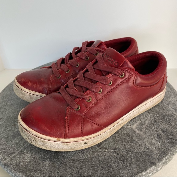 💛 Mozo Mavi Red Leather Sneakers Tennis Shoes 7 - Picture 1 of 16